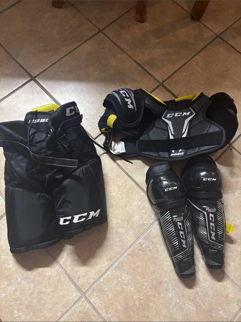 CCM Black and Yellow Hockey Protective Gear Set